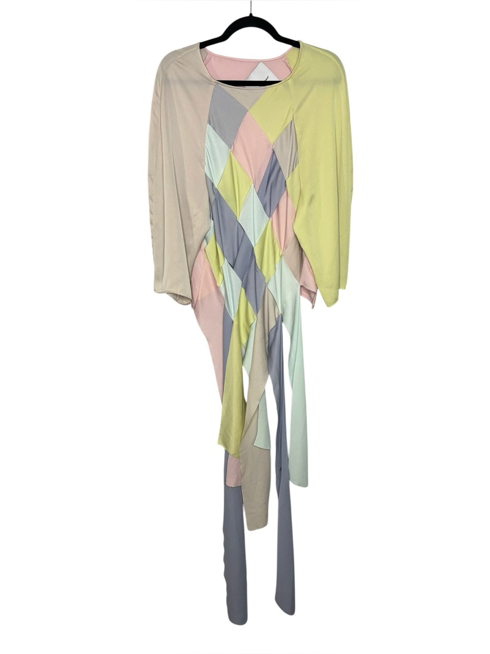 Naya Rea Evelina Laser Cut Maxi Top Asymmetrical Woven Pastel Pattern SZ 16-XXL
